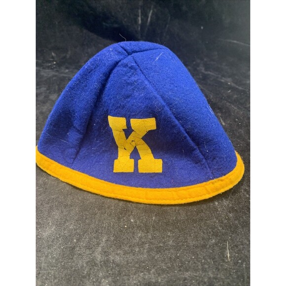 Set of 2 Vintage Felt Blue Beanie Caps Gold Letter K Kent State Golden Flashes - Picture 5 of 9